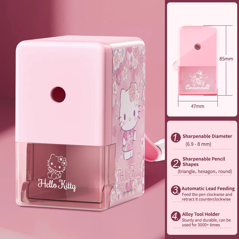 Sanrio Pencil Sharpener Fast Sharpening Easy to Use for Kids Students School Office Stationery Cute Anime Merch Kawaii Gift