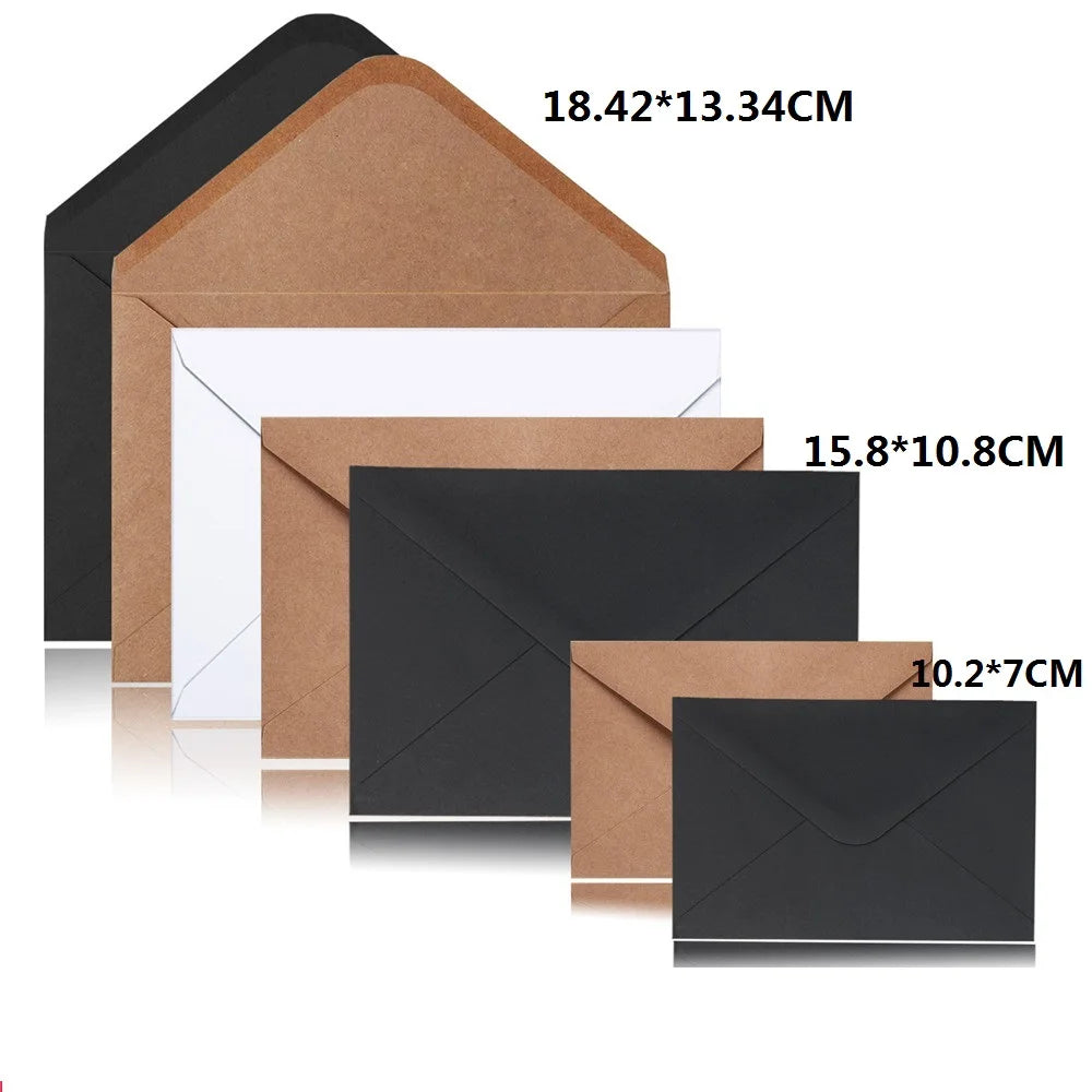 20pcs White Black Kraft Paper Envelopes for Wedding Invitation Greeting Card Black Postcard Photo Packing Paper Gift Envelope