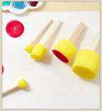 10 Pcs Set Wooden Handle Mushroom Head Sponge Brush Children DIY Painting Sponge Seal Set Paint Graffiti Create Unique Art Brush