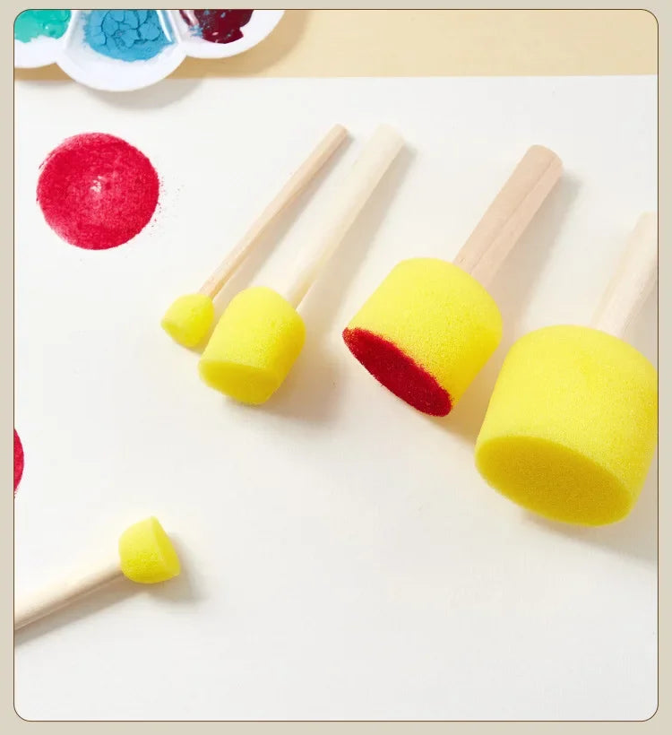 10 Pcs Set Wooden Handle Mushroom Head Sponge Brush Children DIY Painting Sponge Seal Set Paint Graffiti Create Unique Art Brush