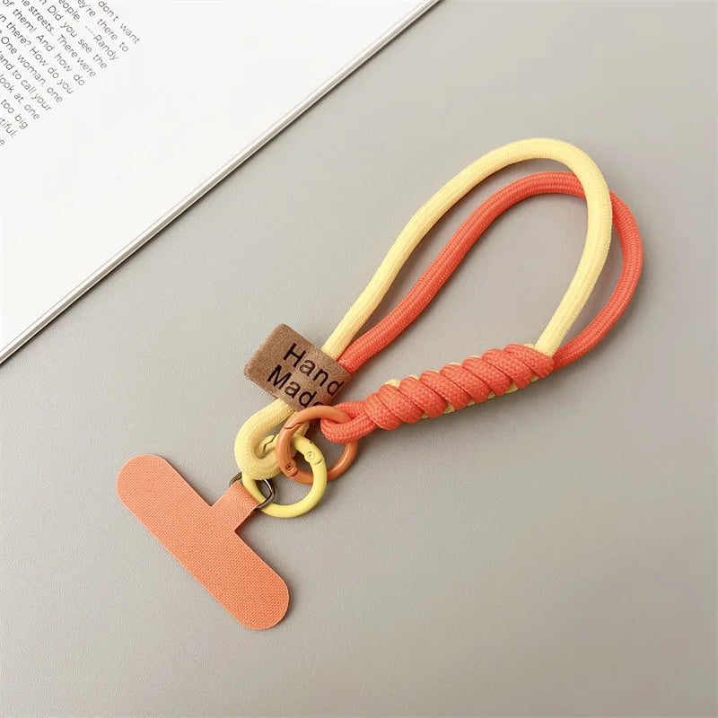 INS British Style Contrasting Woven Phone Lanyard Short Handheld Trendy Phone Case Wrist Rope Doll Luggage Pendant Hanging Rope