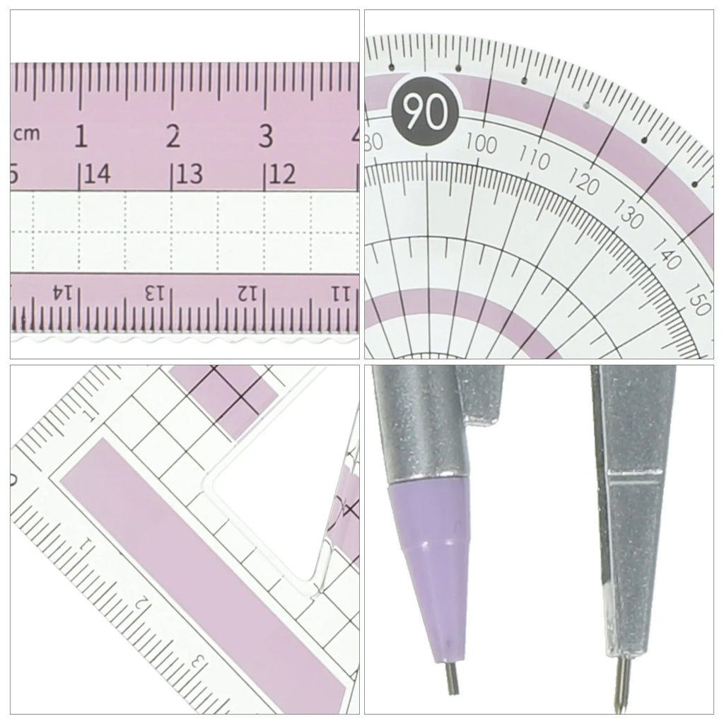 1 Set Multi-Functional Compass Protractor Drawing Accessories Portable Lightweight Ruler Kit for Architects Students Engineers