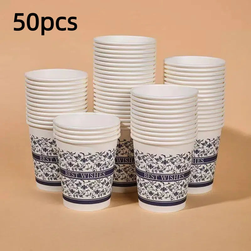 New high-value blue and white porcelain prosperous food grade environmentally friendly paper cup, for home and office use