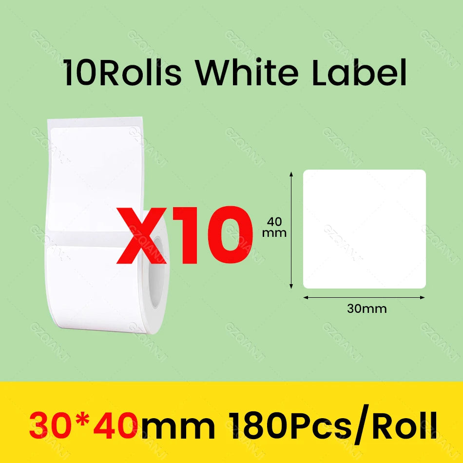 3/5/10 Rolls NiiMbot B21 B1 Label Printer Paper Roll Waterproof Anti-Oil Tear-Resistant Price Tag Pure White Sticker Papers