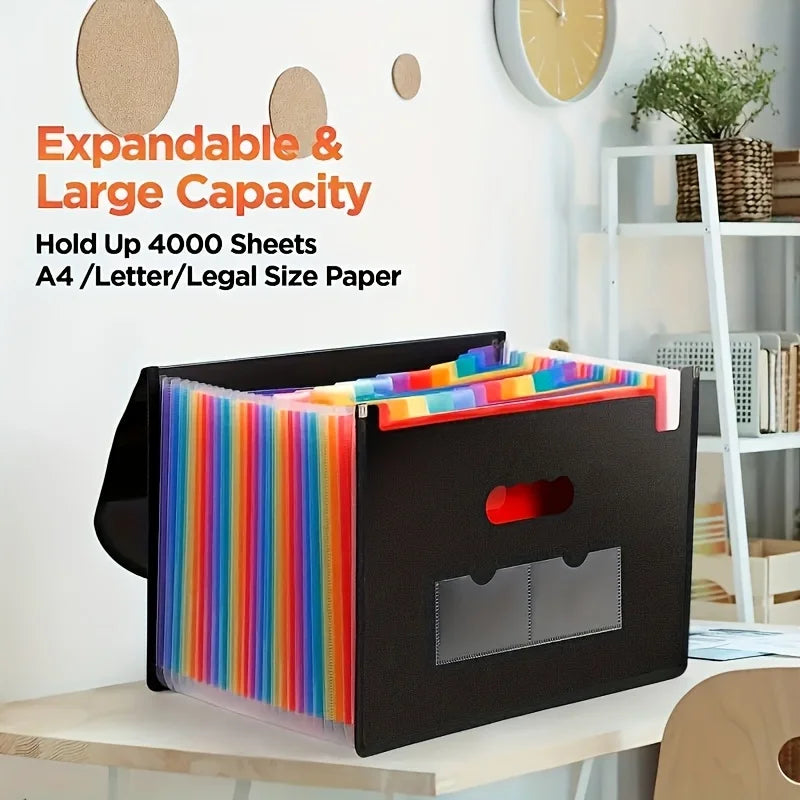 Expanding File Folder 13/25 Pockets Accordion File Organizer/Portable Expandable Plastic Filing Box, Accordion Bill/Paper