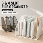 3 or 4 Slot Desktop File Organizer Metal Mesh Magazine Book Document Holder Black White for Office School Home Students Teachers