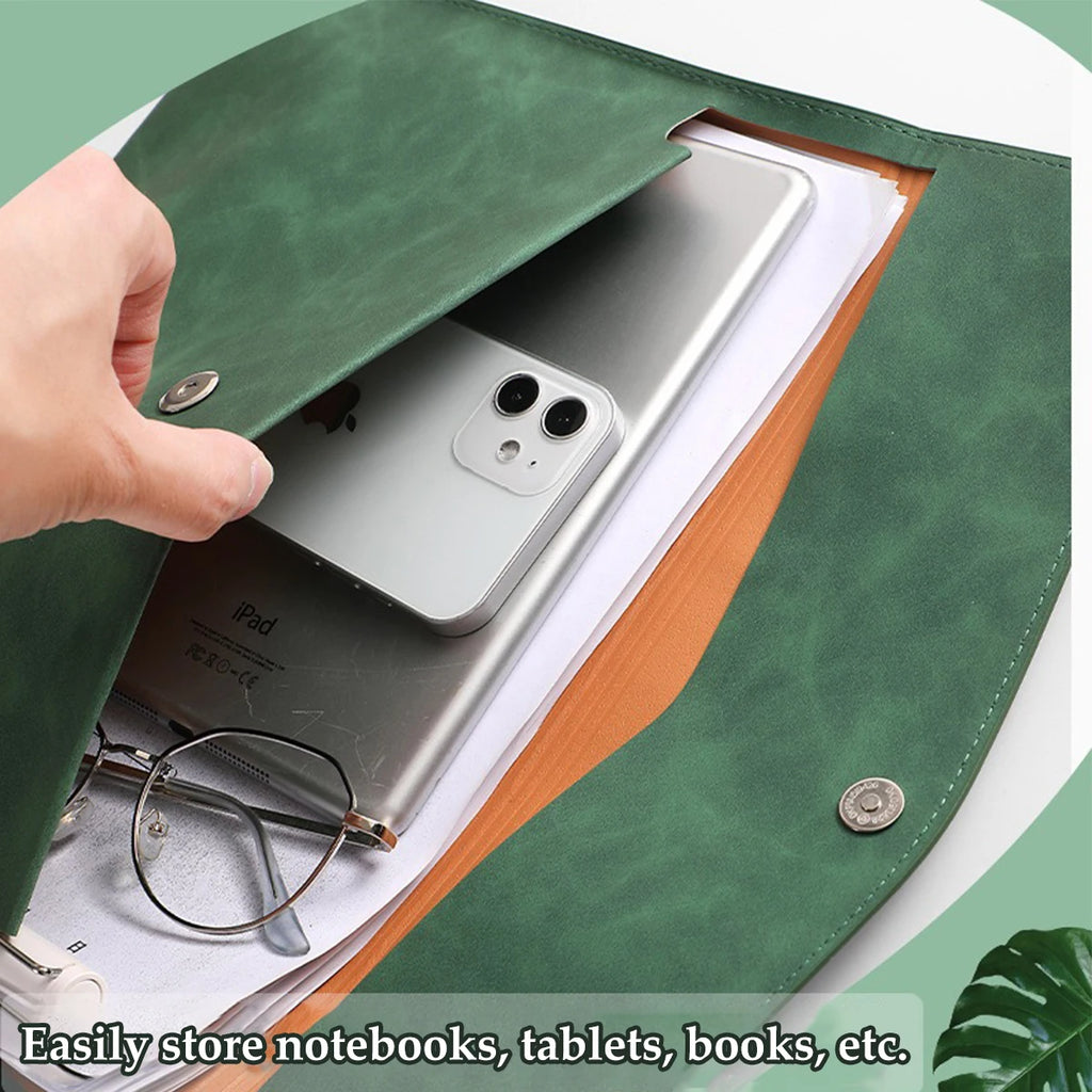 1pcs Leather A4/A5 File Bag Waterproof Wear-resistant Ultra-large Capacity Folder Business Office School File Storage Supplies