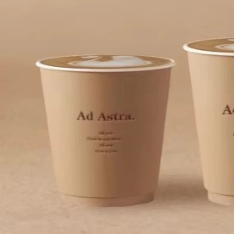 Milk Tea Cup Thickened Paper Cups Hot and Cold Tea Drinks with Lid High-end and Classy Good Sealing Performance Leak-proof