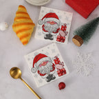 20pcs 25cm 3Layer New Cartoon White Bearded Christmas Hat, Santa Claus Napkins, Party Table, Wood Pulp Paper DIY Decoupage Paper