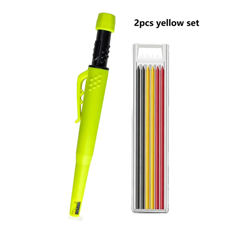 5 Colors 2.8mm Solid Woodworking Mechanical Pencil with Pen Cover 2B Black Yellow Red Lead Long Headed Carpenter Marking Pencil