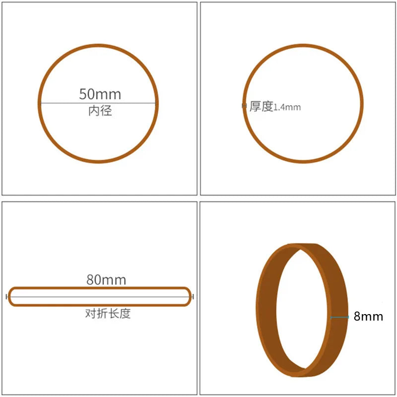 50Pcs 50*8mm Rubber Bands,Strong Elastic Band,Latex Ring Tapes Fasteners for Office School Home Stationery Supplies