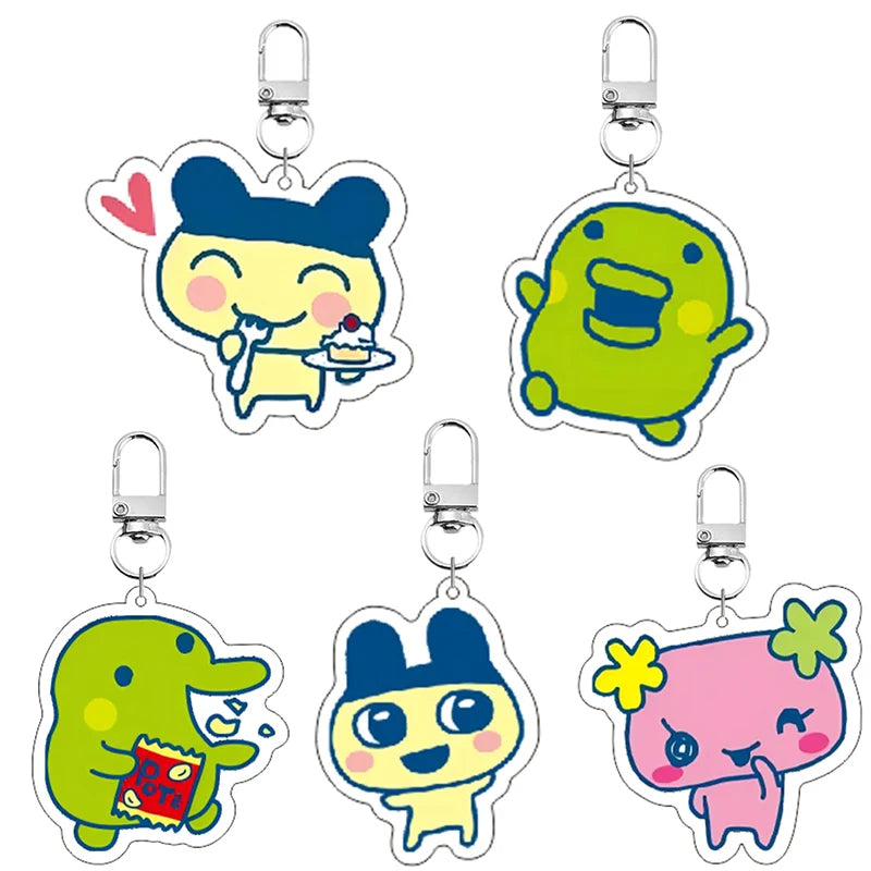Acrylic GoGo Tamago Q Version Mobile Phone Chain Mametchi Kuchipatchi Mimitchi Gozarutchi Key Chain Cell Phone Pendant Gifts