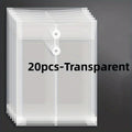 20 Pcs Envelopes With Cord Buckle,Super Thick A4 Size Plastic Folder With Extended Angle Braces,Reusable Clear Envelopes