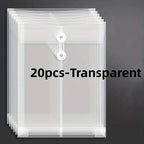 20 Pcs Envelopes With Cord Buckle,Super Thick A4 Size Plastic Folder With Extended Angle Braces,Reusable Clear Envelopes