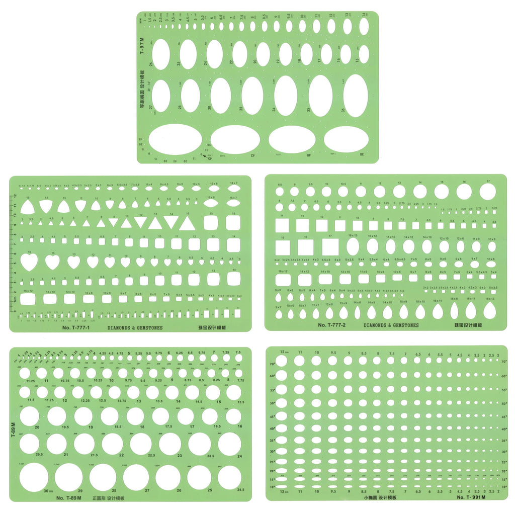 Jewelry Design Template Diamond Gemstone Drafting Ruler Kit Formwork Rulers Professional Designer Tools Supplies T-777-1 T-777-2