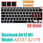 Keyboard Protective Film Silicone for 12-16' MacBook Air/Pro M1 M2 M3 Spanish Keyboard Cover Soft Protection Accessories Black