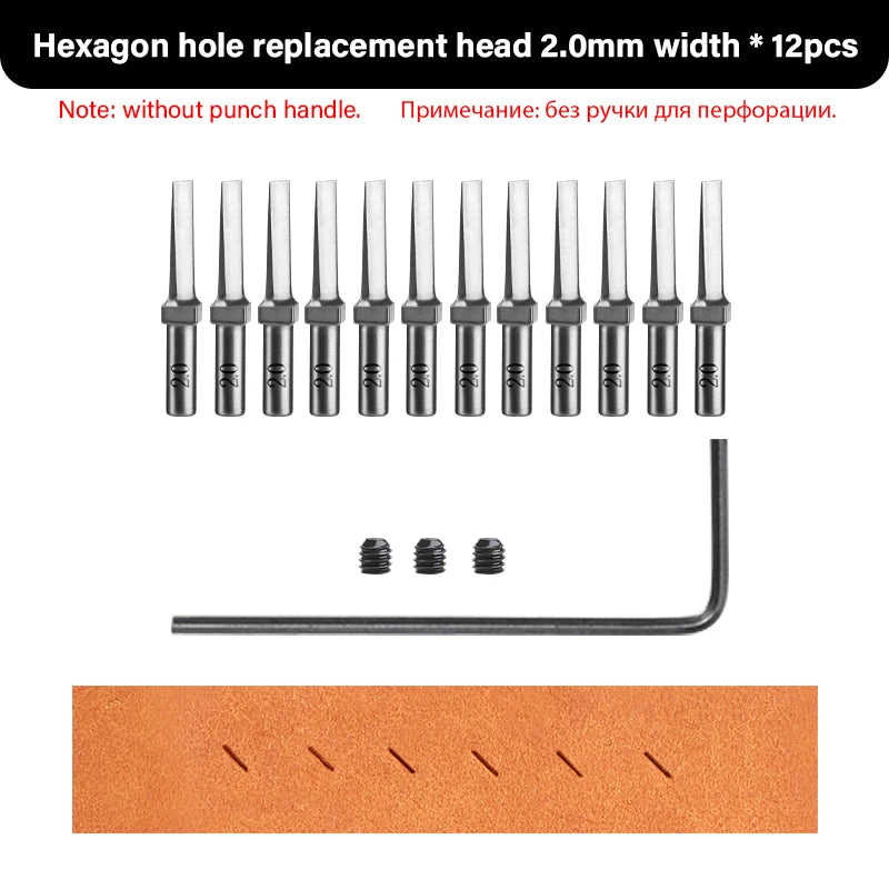 WUTA 3G Leather Punches Head Replaceable Pricking Iron Removable Diamond Olive Round Hole French Style Chisel DIY Craft Tools