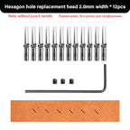 WUTA 3G Leather Punches Head Replaceable Pricking Iron Removable Diamond Olive Round Hole French Style Chisel DIY Craft Tools