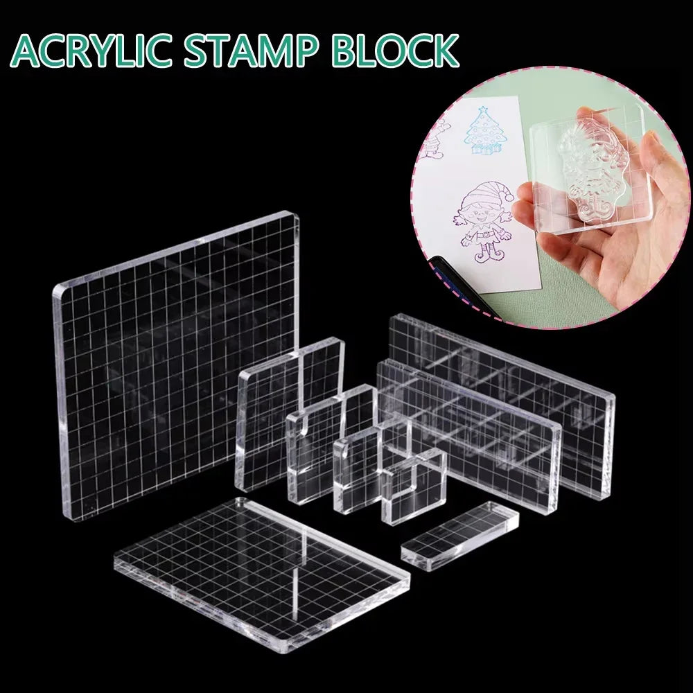 9 Sizes Clear Acrylic Stamp Block for DIY Crafts Card Making Decorations Scrapbooking Handmakes Use with Acrylic Stamps Tools