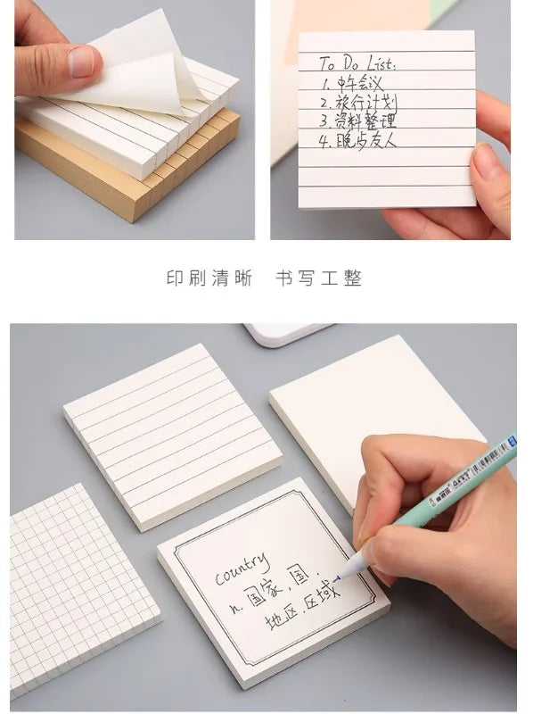 80Pcs Student Office Creative Tearable Memo Grid Memo Paper Self Adhesive Memo Paper Memo Label Stickers