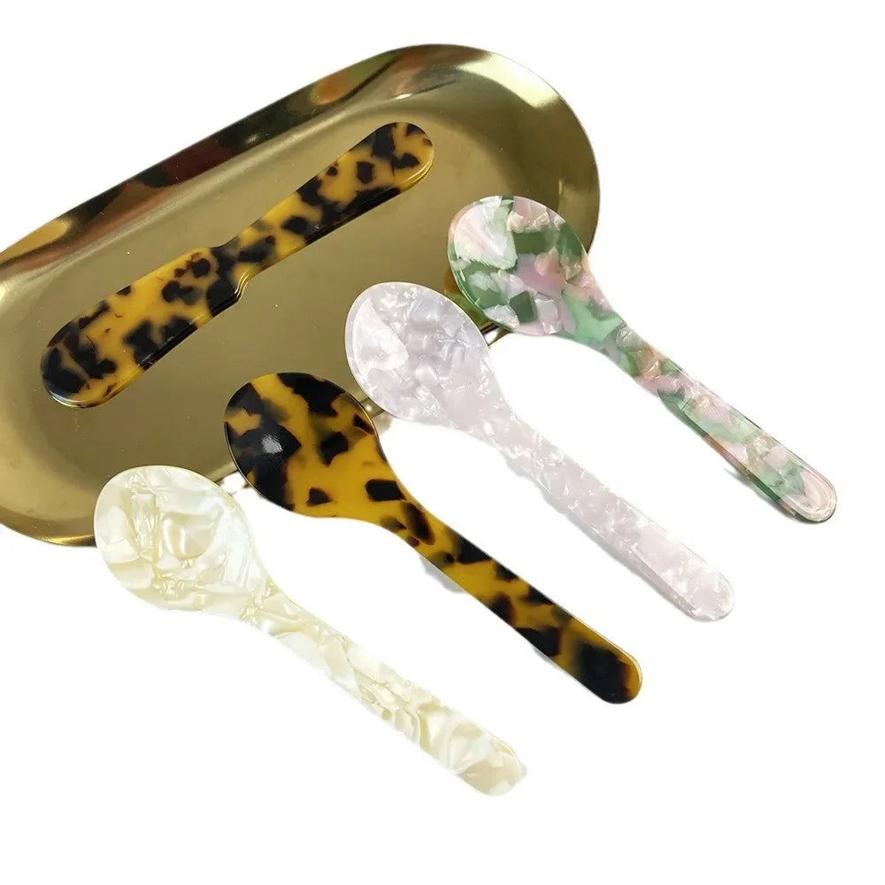 Acrylic Ice Spoons Cream Coffee Spoons Caviar Spoons Stirring Spoons Dessert Spoons Teaspoons Kitchen Crafts Tableware