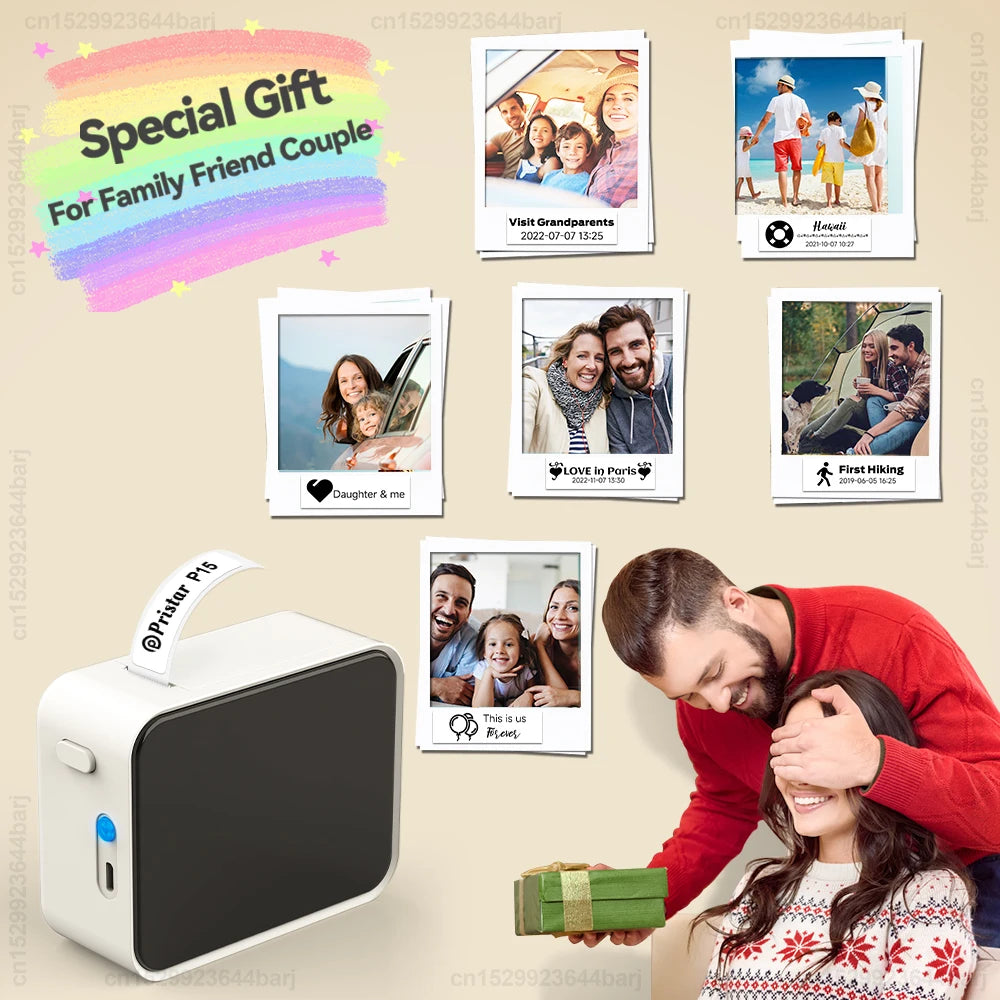 P15 Wireless Bluetooth Thermal Label Printer Mini Portable Adhesive Label Maker Fast Printing Similar as Marklife P15 P12 L12