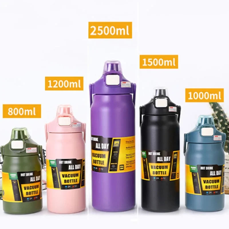 Stainless Steel Thermo Bottle 1.5L Large Capacity Thermo Water Portable 1500ml Vacuum Mug Thermos Insulated Cup 1L Tumbler