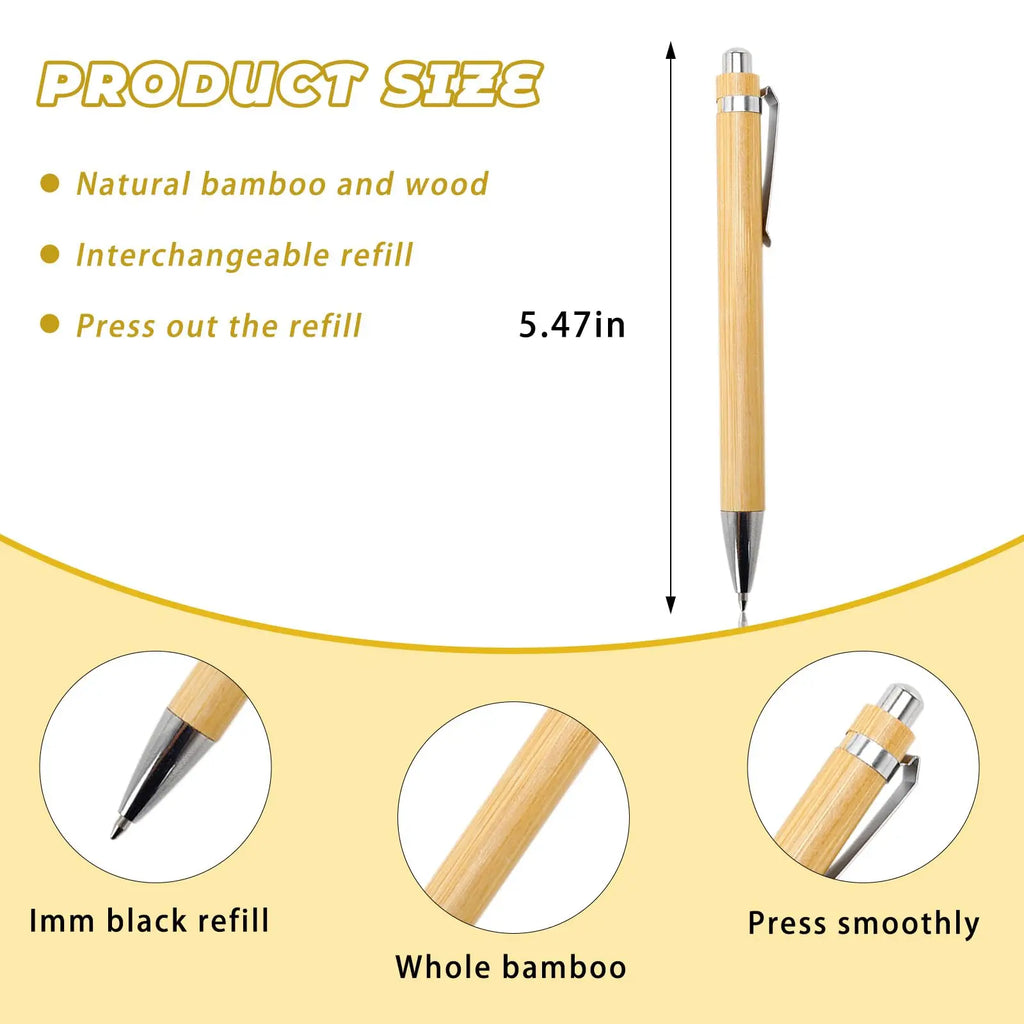 30Pcs Bamboo Wood Ballpoint Pen 1.0mm Tip Office School Wrting Stationery Business Signature Ball Pens Bamboo Pen
