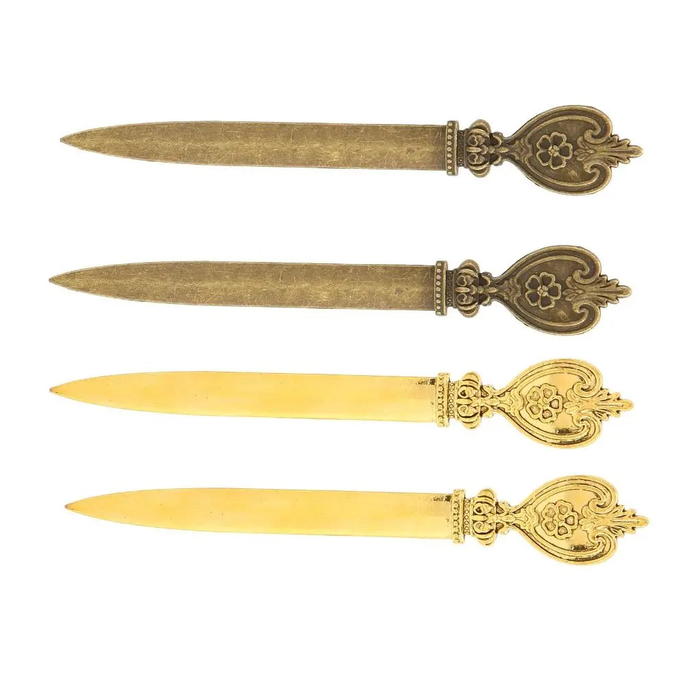 4 Pcs Durable Zinc Alloy Letter Openers Lightweight Retro Envelope Opener Ergonomic Design Bronze Letter Opener Tool Office
