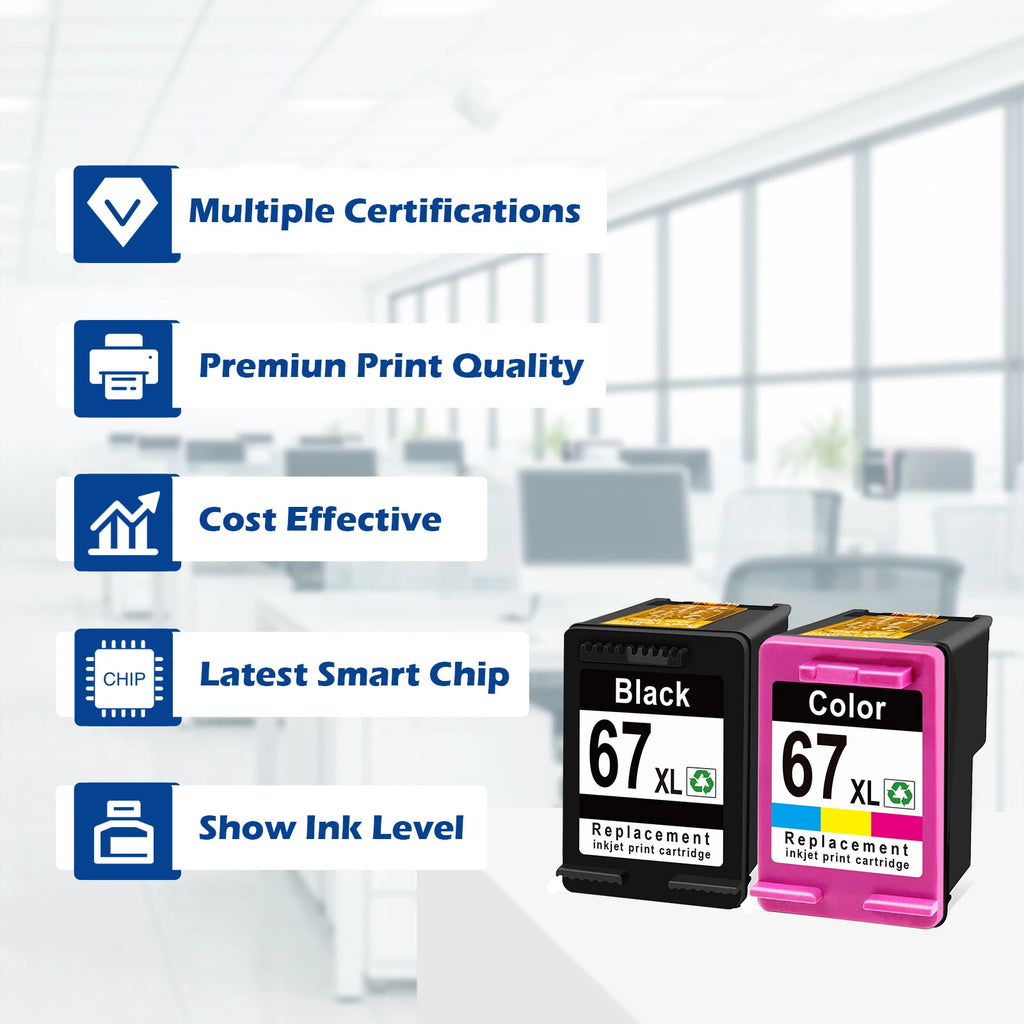 ShinColor Compatible 67XL Ink Cartridges for HP67XL for HP Deskjet 2700 Ink Cartridge for Envy Series 4200 6020 6030 6400 6430