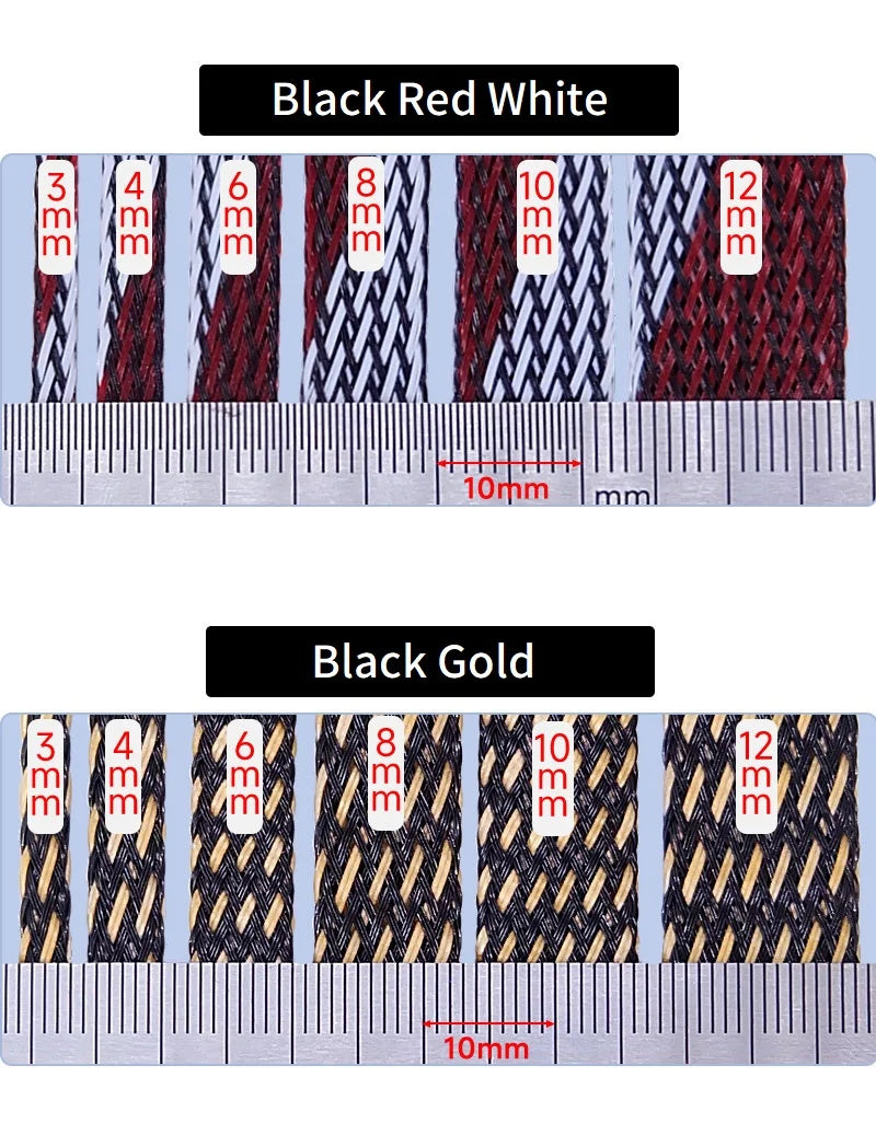 5/10M Braided Cable Sleeve 3mm 4mm 6mm 8mm 10mm 12mm 14mm PET Expandable Cover Insulation Nylon Sheath Wire Wrap Protection