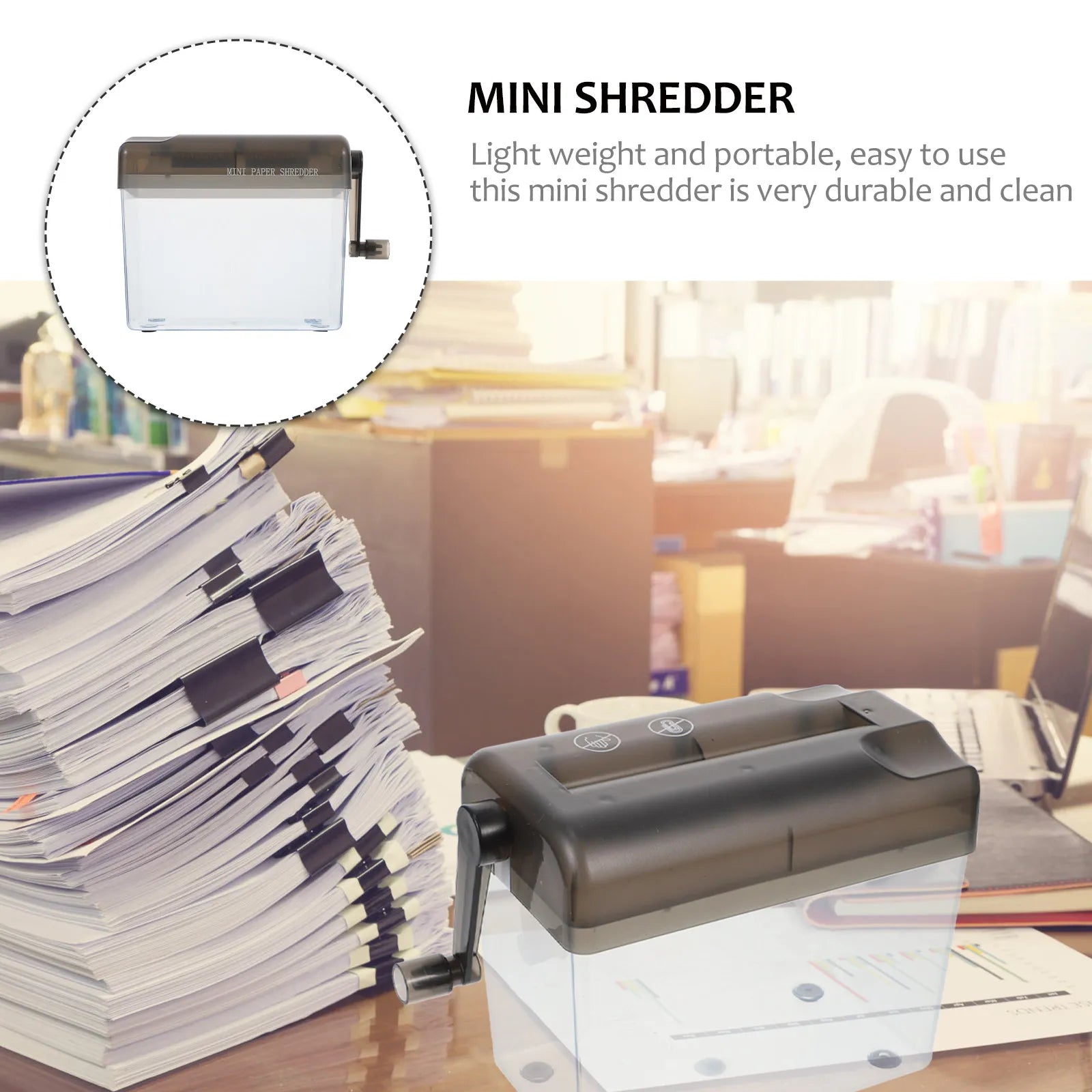 1Pcs Mini Hand Shredder Desktop Manual Documents Paper Cutting Tool Portable Office Home Confidentiality Enhancer
