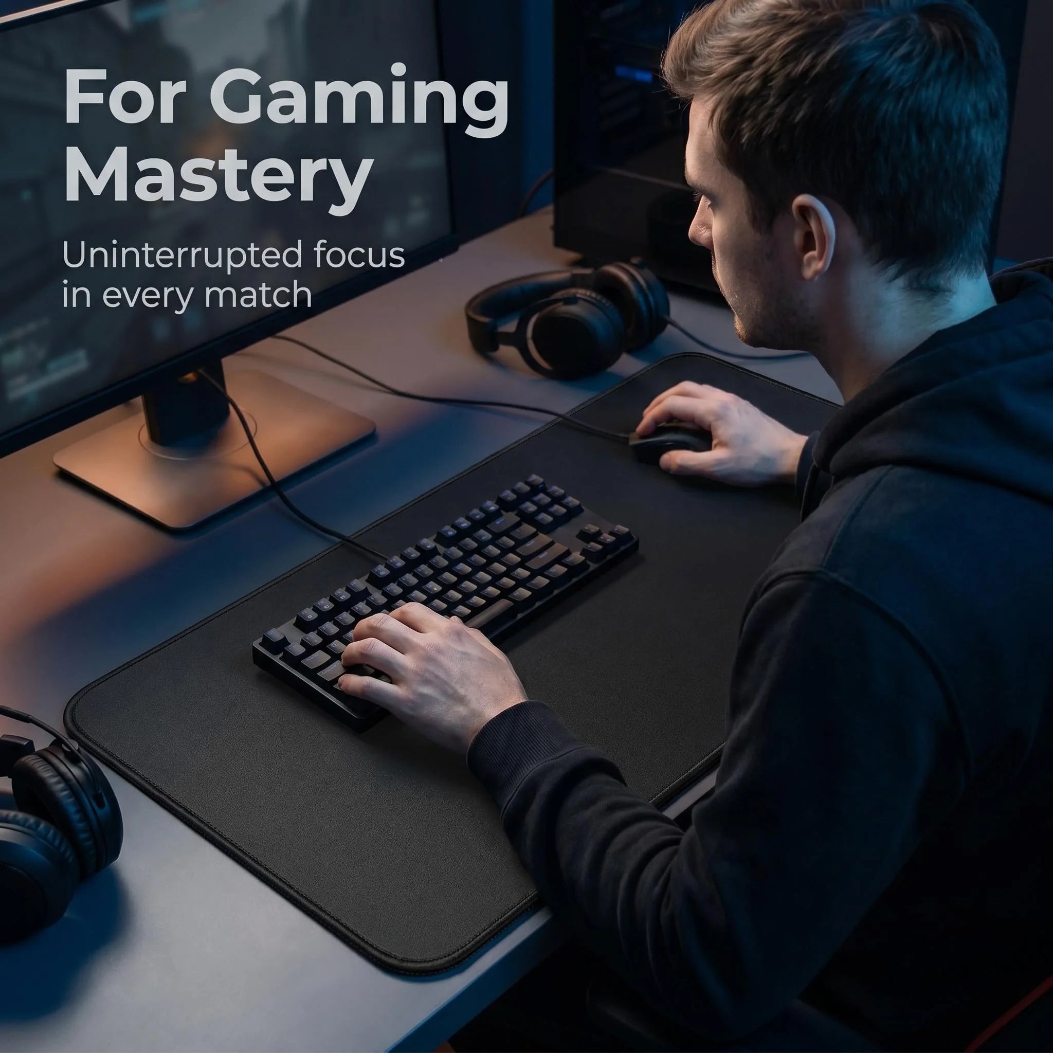 XXL Extended Desk Mat Gaming Mouse Pad Large Waterproof Stitched Edge Non-Slip Rubber Base for Office Home Laptop PC Use