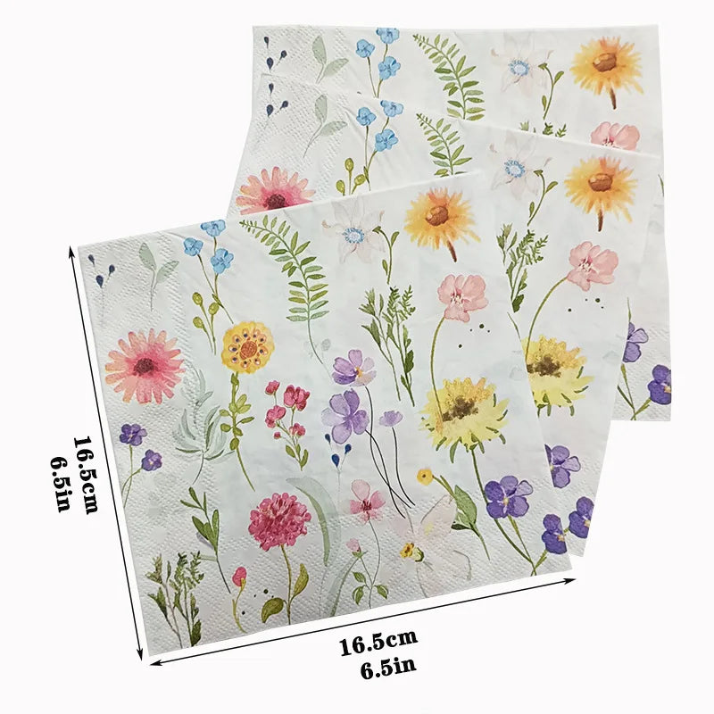 10/20pcs 33*33cm 2-Ply Colourful Wood Pulp Napkins Floral Style Party Decoration Paper Placemats Butterfly Bone Bart Paper