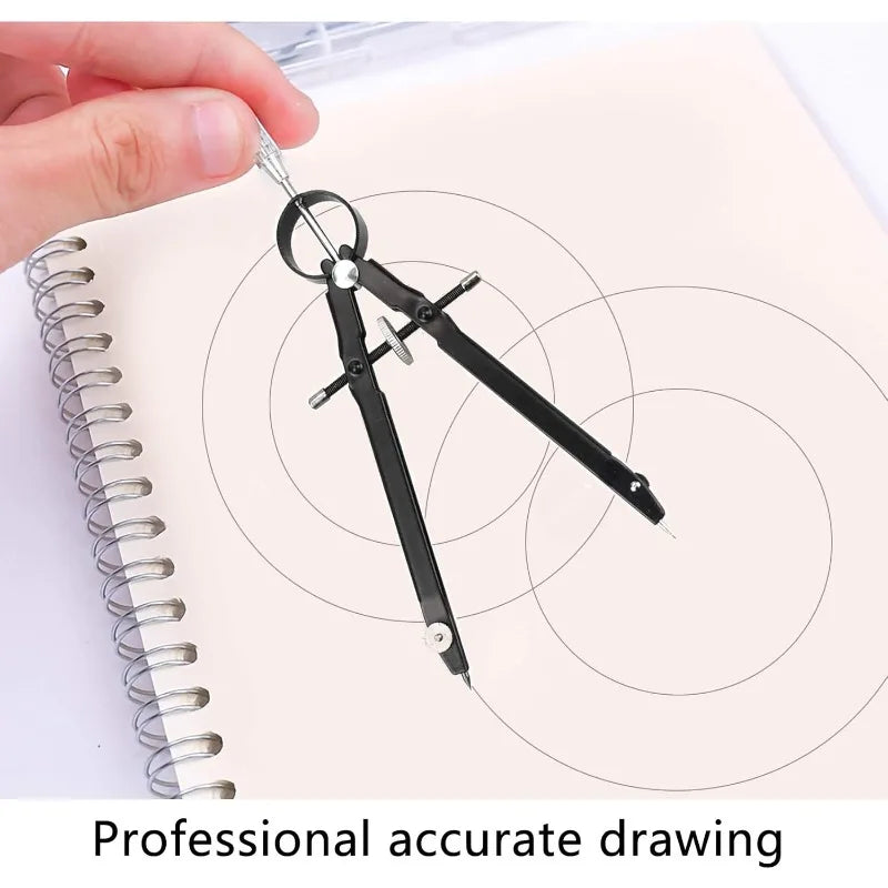 Math and Precision Compass Professional Geometry Set with Lock Metal and Durable Technical Drawing Accessories