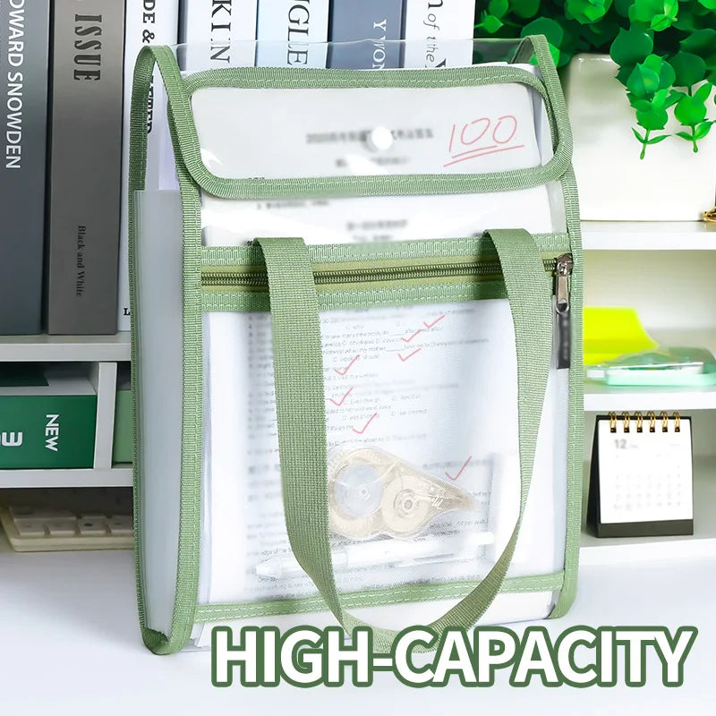 HUAJIE A4 Transparent Accordion File Folder, 13 Pockets Vertical Handheld Expanding Document Organizer for Student Subject Stora