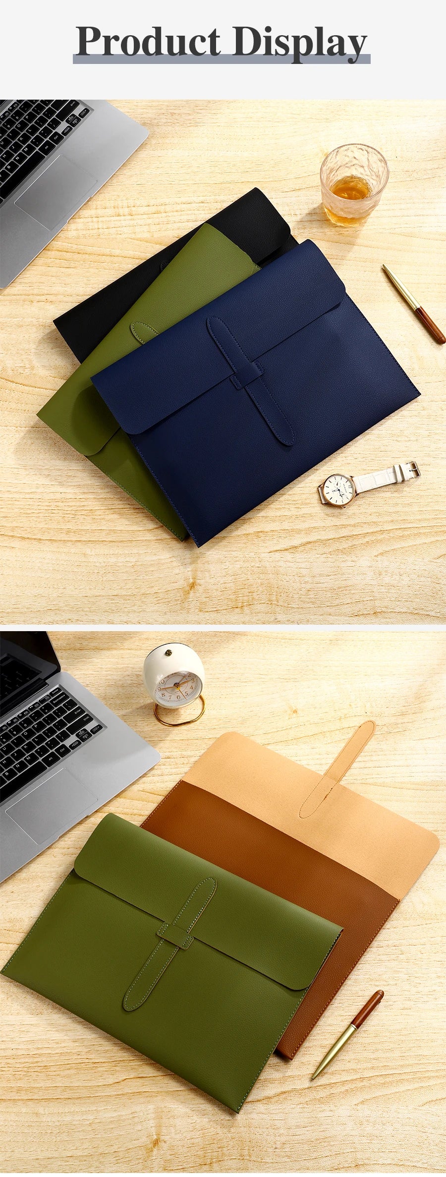 A4 Thick Leather Document Bag, A4 Folder,Business Information Bag, School And Office Supplies, Storage Bag Back To School