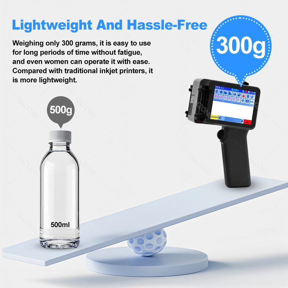 Mini Handheld Inkjet Printer 2-12.7mm for Text QR Barcode Batch Number Logo Date Label Printer with 0/1/2 Ink Cartridges
