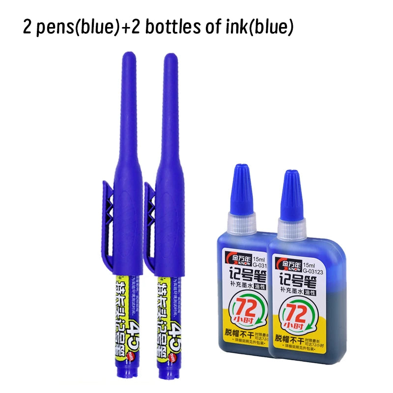 Lot 45mm Waterproof Long Head Nib Deep Hole Markers Pen Tile Carpenter Pen Multi-purpose for Woodworking Black/Blue/Red Ink