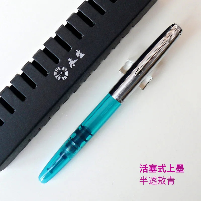 NEW Wingsung 601 Press Piston Fountain Pen Iridium EF/F Nib Steel Cap Vacumatic Resin Ink Pen School Stationery Office Supplies