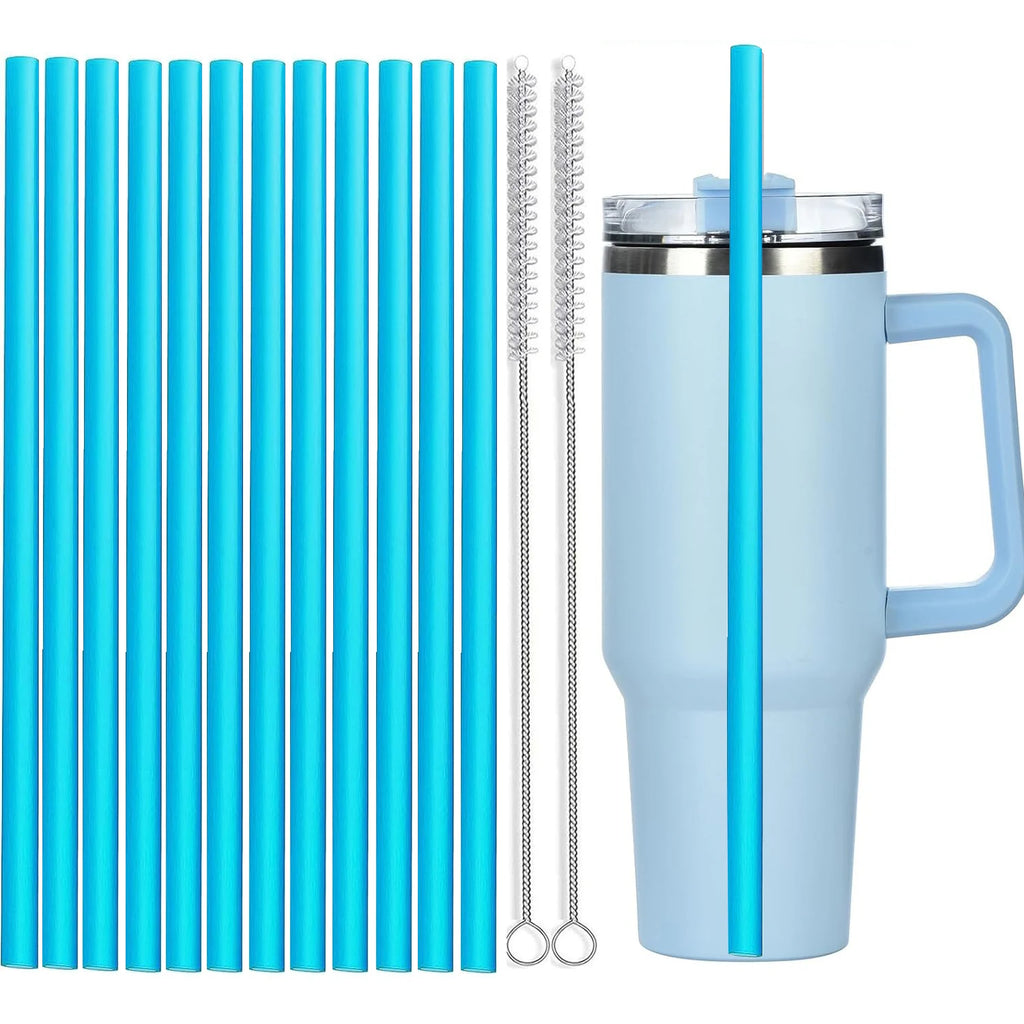12Pcs Color Replacement Straws for Stanley 30/40 oz Tumbler , 12 in Long Reusable Plastic Straws for Stanley Cup, Plus 2 Brush