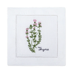 New Embroidered Herb Cocktail Napkin, Pure Linen, Lavender, Rosemary, Mint，Sage，Natural, Elegant, Tea Napkin, 15x15cm,