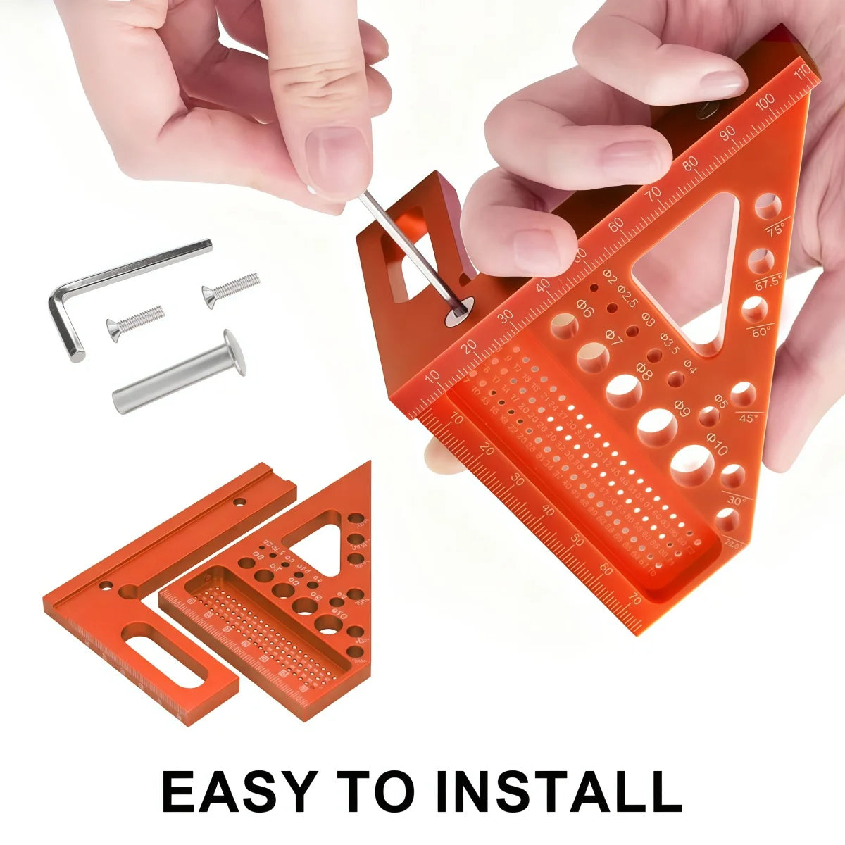 ABS Multi-Angle Measuring Mini Ruler, 45/90 Degree Woodworking Square Protractor, Miter Triangle Ruler Layout Measuring Tool