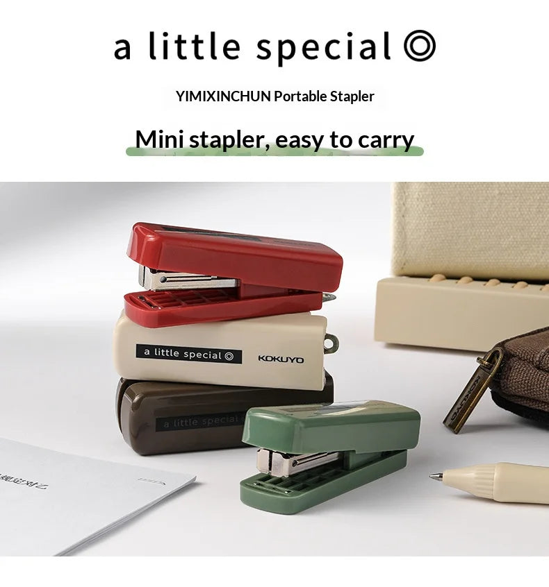 Kokuyo A Little Special 10#Needle Mini Stapler,Strong&Easy Lightforce Effortless Stapling Tool for School,Home,Office,Exam,Files
