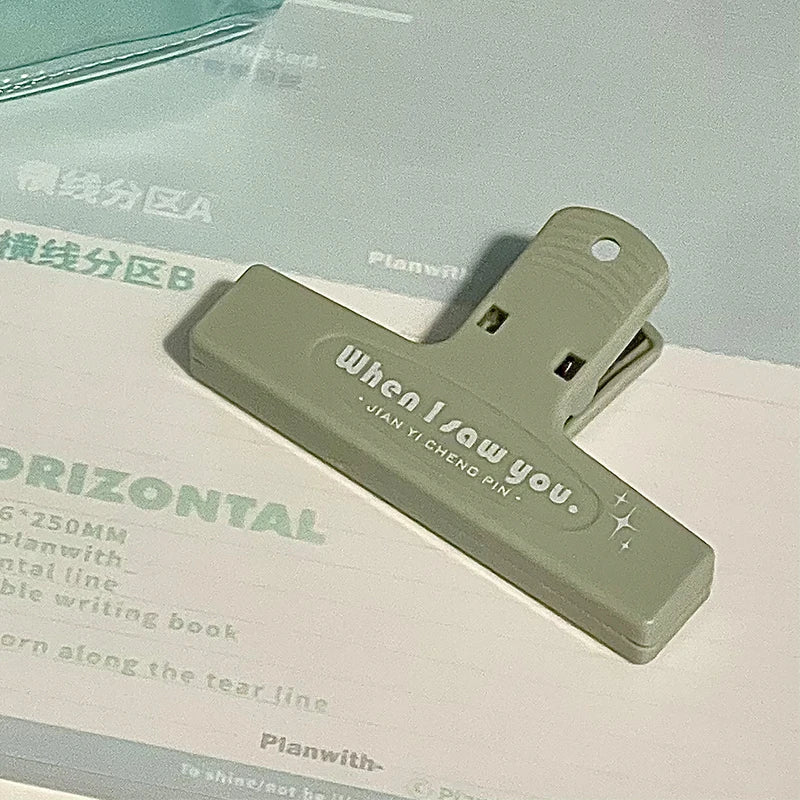 1pcs When I Saw You White Paper Clip Large Binder Clips Diary Page Marker Office School Binding Tools Bag Accessories A7871