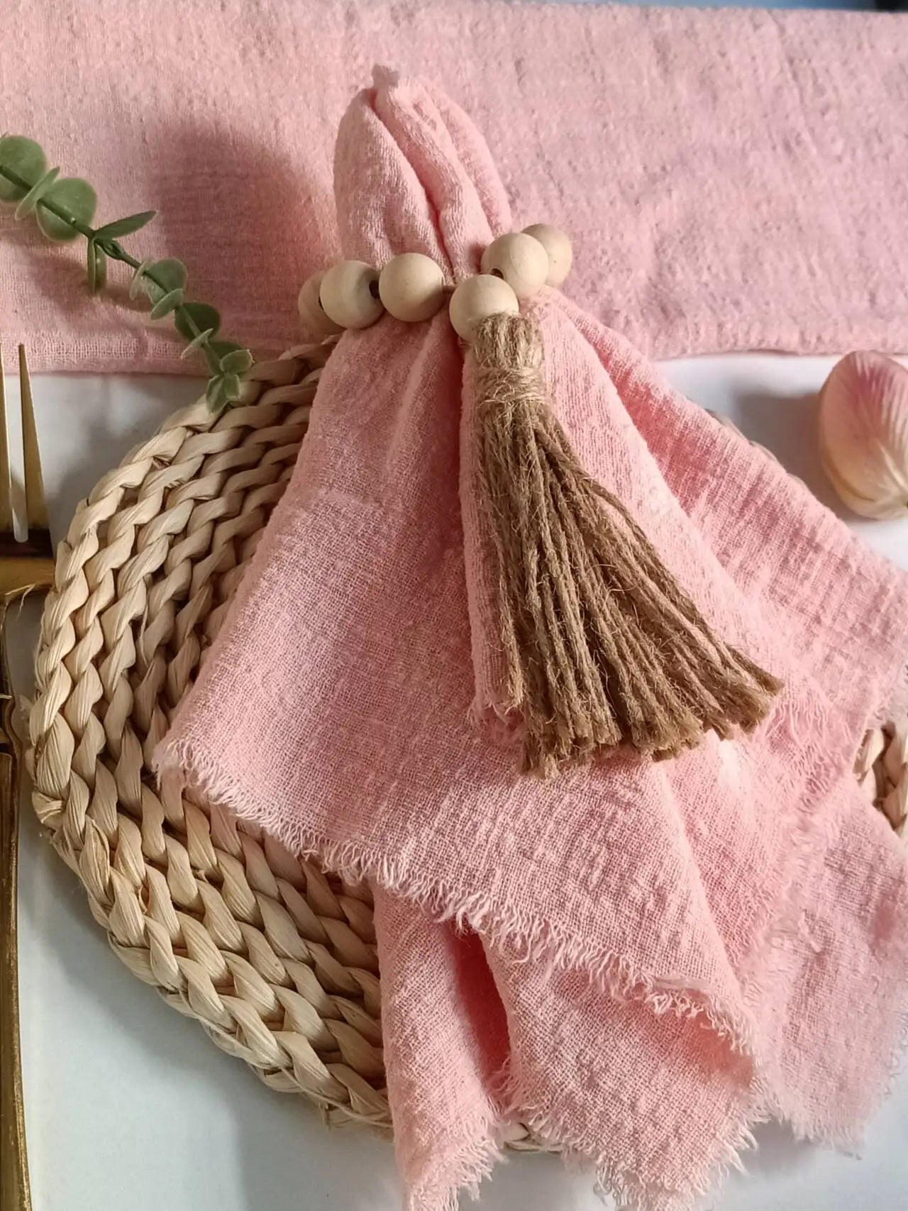 10 Pieces 32x32cm Cream Rough Edge Gauze Napkins 100% Soft Cotton Fabric Serviette Kitchen Tea Towels For Easter Party Supplies
