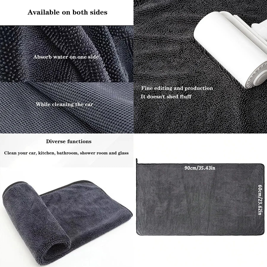 1/2/3/5 Car Cleaning Towels, Microfiber Car Towels, Vehicle Cleaning Cloths, Strong Water-Absorbing Car Glass Cleaning Towel Supplies