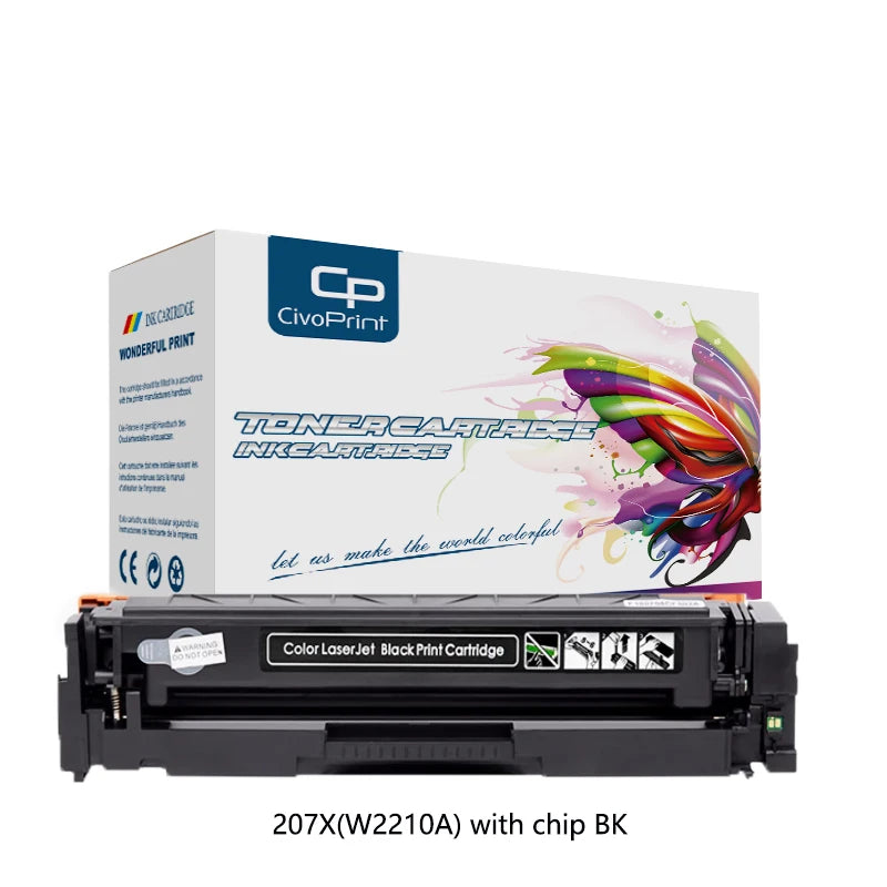 New Large Capacity 207X W2210X Toner Cartridge Compatible for HP W2211X M255dw M255nw MFP M282nw M283fdn 3.1k-2.4k WITH CHIP