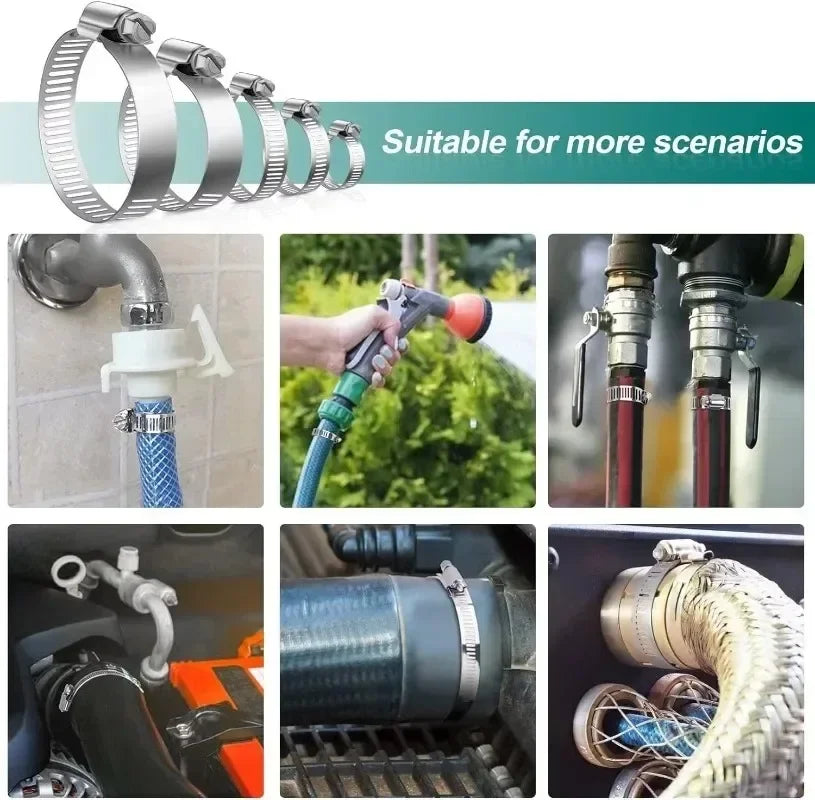10-50pcs Hose Clips Pipe Clamps Stainless Steel Hoop Clamp Hose 304 Stainless Steel Automotive Pipes Clip Fixed Tools Wholesale