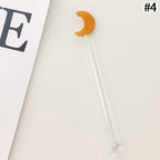 Glass Stirring Rod Moon Star Shape Stir Bar Coffee Cocktail Mixing Sticks Home Party Transparent Aesthetic Cocktail Muddler